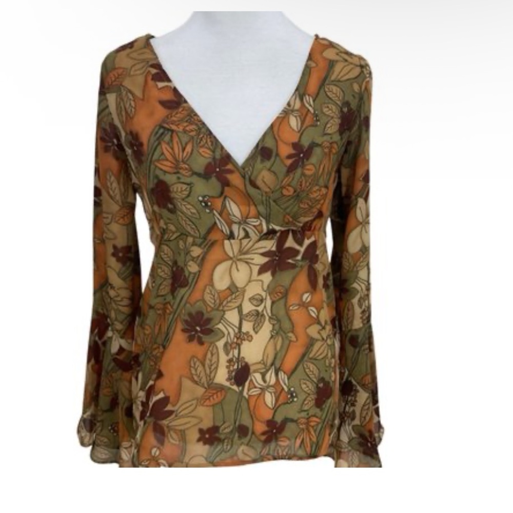Vintage Retro Top With Bell Sleeves Size M
